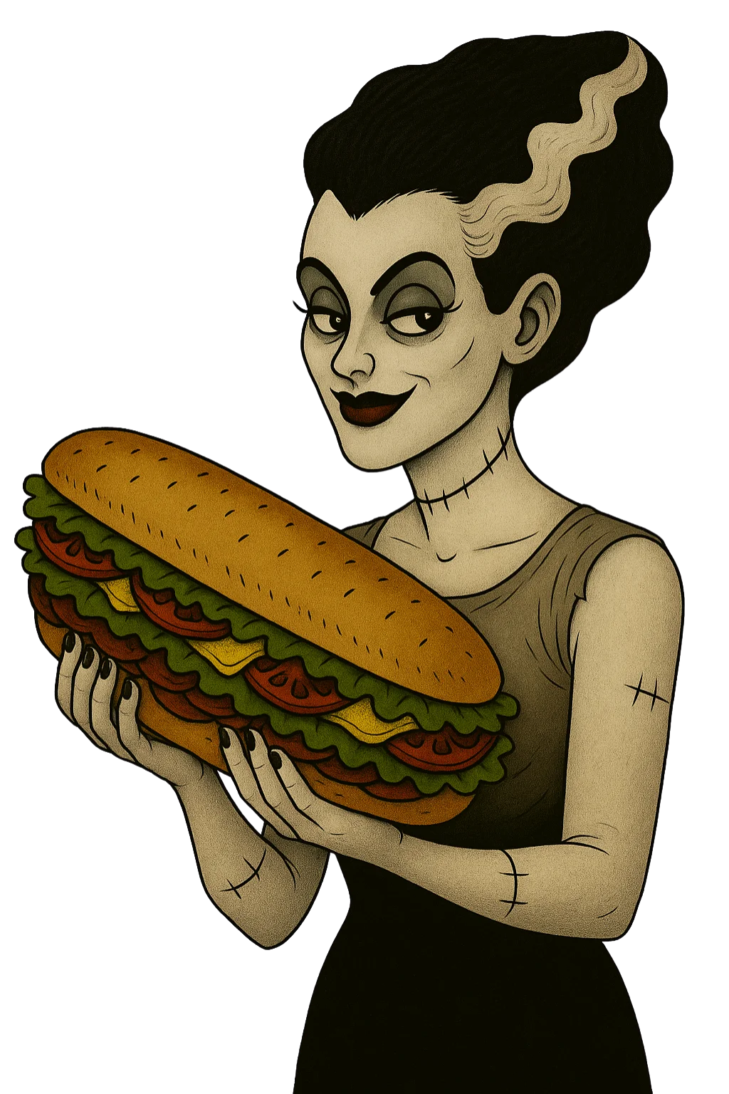 Bride of Frankstein (1) Bride of Frankstein holding a SUB