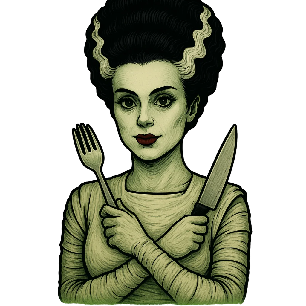 Bride of Frankstein with cutlery